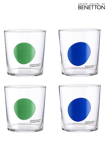 Benetton Set of 4 Blue/Green Water Tumblers Set of 4 Tall Tumbler Glasses (Q90907) | £23