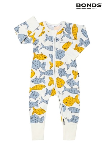 Bonds Blue Sealife Fish Print Zip Sleepsuit (Q90956) | £22
