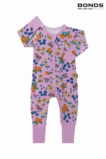 Bonds Pink Bright Floral Zip Sleepsuit (Q90959) | £22