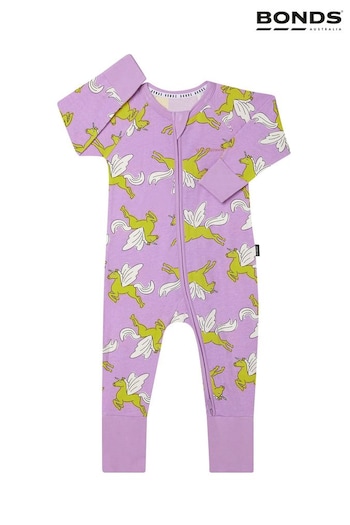 Bonds Purple Magical Unicorn Print Zip Sleepsuit (Q90964) | £22