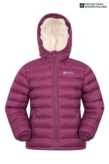 Mountain Warehouse Pink Seasons Kids Water Resistant Faux Fur Lined Padded Jacket (Q90976) | £45
