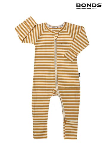 Bonds Cream Stripe Zip Sleepsuit (Q90993) | £22