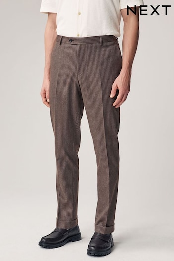Brown Slim Fit Stripe Suit Trousers (Q91015) | £50