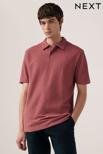 Pink Textured Short Sleeve Polo Shirt (Q91022) | £18