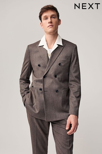 Brown Slim Fit Stripe Suit Jacket (Q91027) | £89