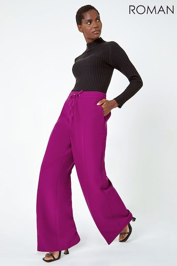 Roman Pink Wide Leg Tie Front Stretch Trousers (Q91044) | £32