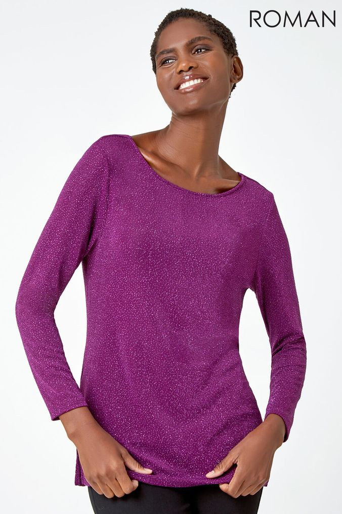 Purple sparkly tops discount