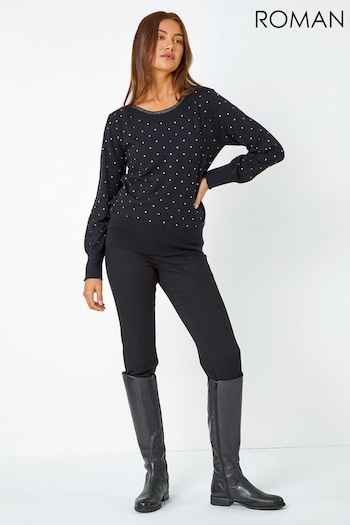 Roman Black Sparkle Spot Embellished Jumper (Q91053) | £35