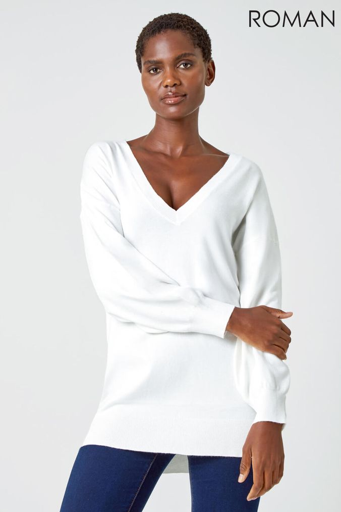 Plain white jumper womens top