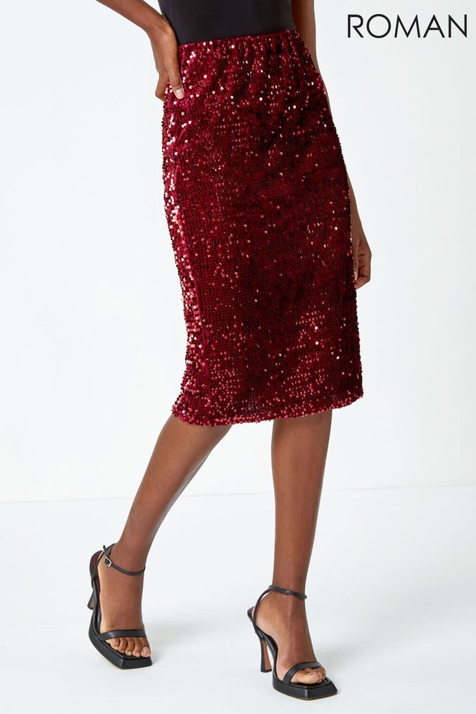 Chevron sequin midi skirt warehouse discount
