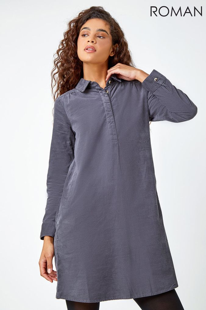 Grey long discount shirt dress