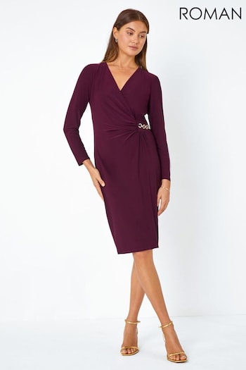 Roman Purple Chain Detail Wrap Stretch Dress (Q91093) | £42