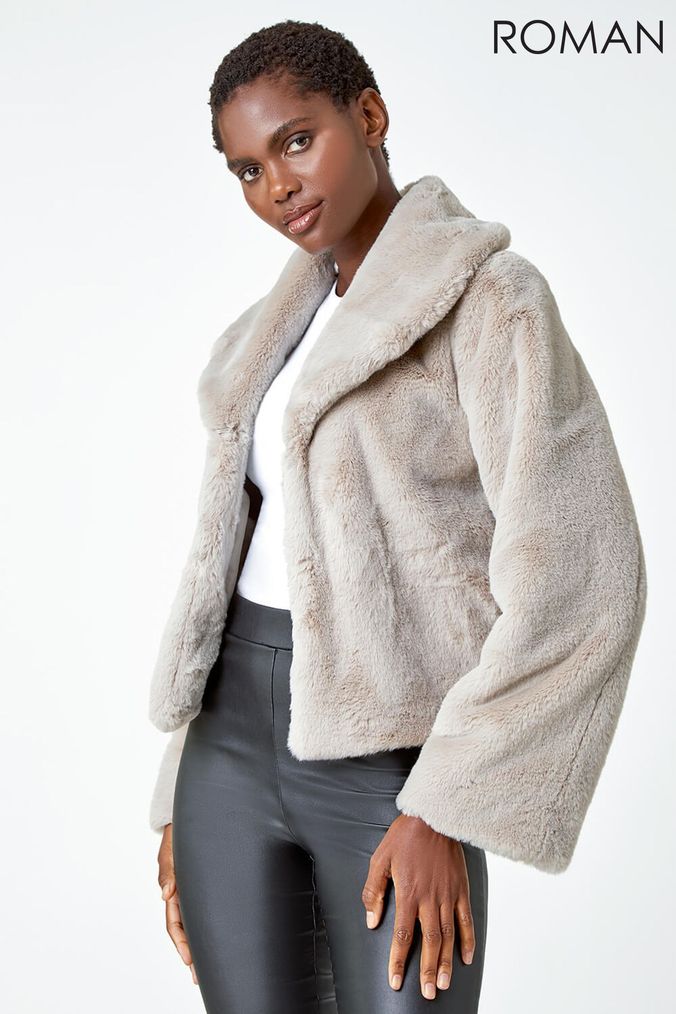 Black faux fur coat next hot sale