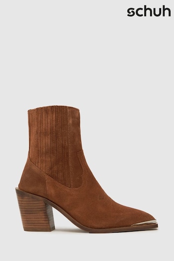 Schuh Anand Suede Western Brown Boots (Q91140) | £70