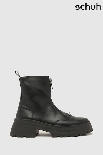 Schuh Arnold Chunky Zip Front Black Boots (Q91157) | £50