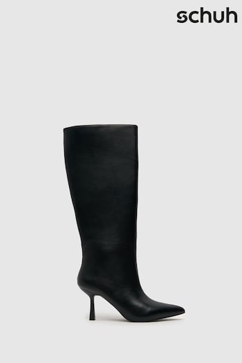 Schuh Dame Pointed Knee Black Boots (Q91159) | £60