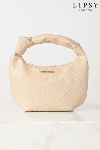 Lipsy Cream Weave Knot Handle Bag LAURENT (Q91163) | £36