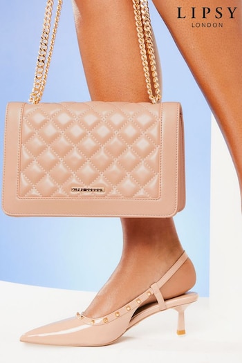 Lipsy Nude Pink Quilted Chain Crossbody Bag (Q91171) | £36
