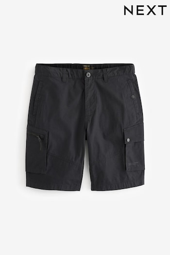 Black Lightweight Stretch Utility Cargo fitted Shorts (Q91187) | £28