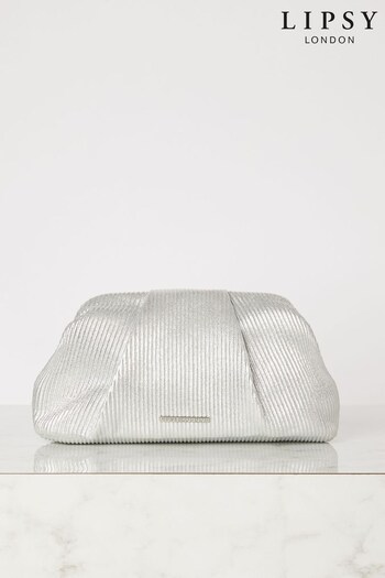 Lipsy Silver Pleated Pouch Clutch Bag (Q91200) | £26