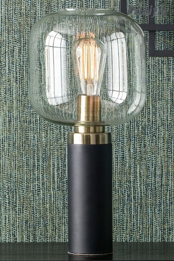 Pacific Black Florence Metal and Glass Table Lamp (Q91253) | £100