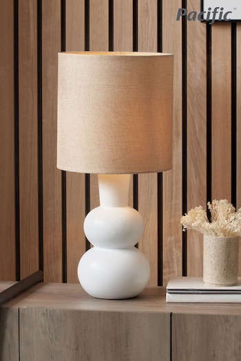 Pacific White Aaliyah Curved Bottle Ceramic Table Lamp (Q91258) | £60