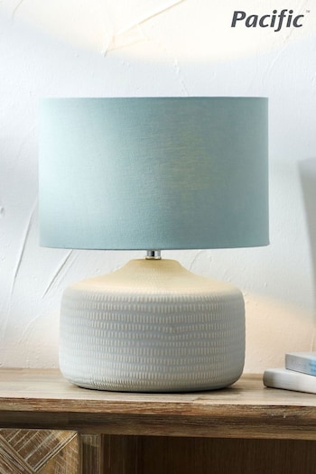 Pacific Blue Kai Scratch Texture Ceramic Table Lamp (Q91260) | £40