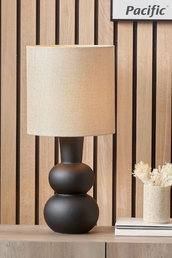 Pacific Black Aaliyah Curved Bottle Ceramic Table Lamp (Q91261) | £60