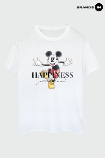Brands In White Disney 100 Mickey Happiness Men White T-Shirt (Q91297) | £20
