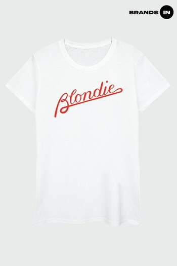Brands In White Blondie Lines Logo Women T-Shirt (Q91310) | £21
