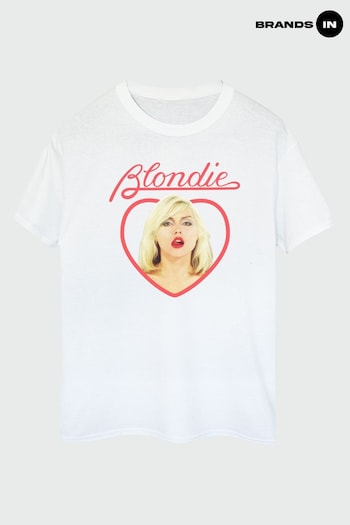 Brands In White Blondie Heart Women Boyfriend Fit T-Shirt (Q91311) | £21