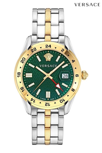 Versace Gents Silver Greca Time GMT Watch (Q91339) | £890