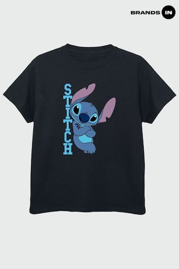Brands In Black Lilo Stitch Posing Girls T-Shirt (Q91340) | £18