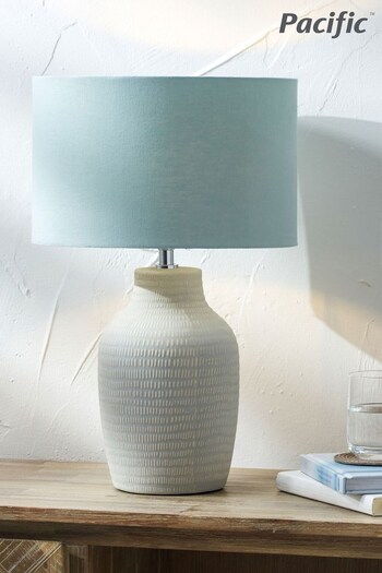 Pacific Blue Kai Scratch Texture Ceramic Table Lamp (Q91481) | £50