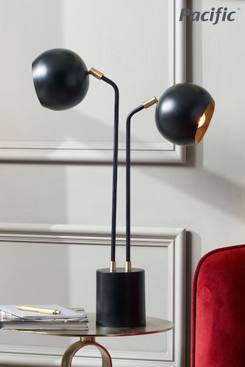 Pacific Black Bailey Metal 2 Head Table Lamp (Q91508) | £150