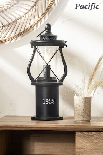 Pacific Black Gibson Wood Lantern Table Lamp (Q91513) | £50