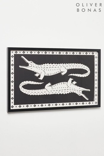 Oliver Bonas Black Charlie The Crocodile Framed Wall Art (Q91521) | £60