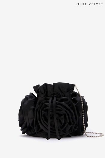 Mint Velvet Black Satin Shoulder Bag (Q91582) | £79