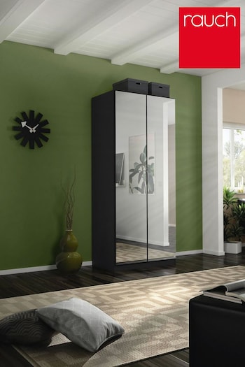 Rauch Metallic Grey Cameron 90cm Hinged 2 Door Mirror Semi Fitted Wardrobe (Q91638) | £550