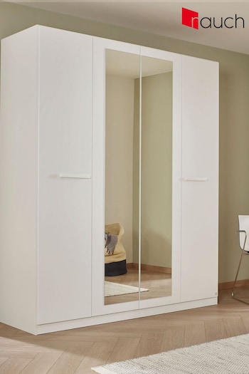 Rauch Alpine White Amodi 181cm Hinged 4 Door with 2 Mirror Semi Fitted Wardrobe (Q91669) | £750