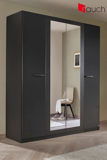 Rauch Metallic Grey Amodi 181cm Hinged 4 Door with 2 Mirror Semi Fitted Wardrobe (Q91701) | £750
