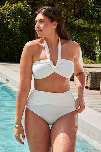Linzi White Palma Bandeau Halter Neck High Rise Bikini (Q91708) | £40