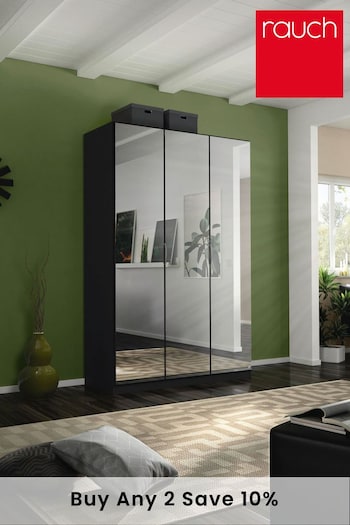 Rauch Metallic Grey Cameron 136cm Hinged 3 Door Mirror Semi Fitted Wardrobe (Q91717) | £670