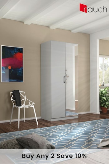 Rauch Silk Grey Cameron 90cm Hinged 2 Door with 1 Mirror Semi Fitted Wardrobe (Q91719) | £500