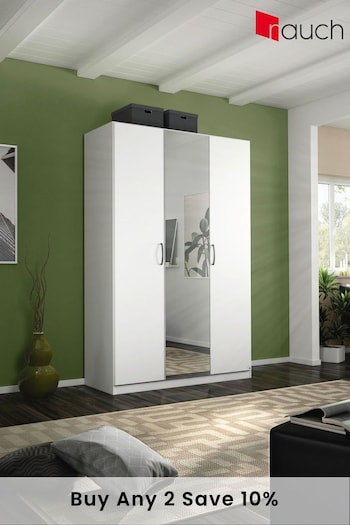 Rauch Alpine White Cameron 136cm Hinged 3 Door with 1 Mirror Semi Fitted Wardrobe (Q91720) | £620