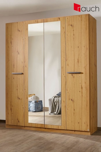 Rauch Artisan Oak Amodi 181cm Hinged 4 Door with 2 Mirror Semi Fitted Wardrobe (Q91734) | £750