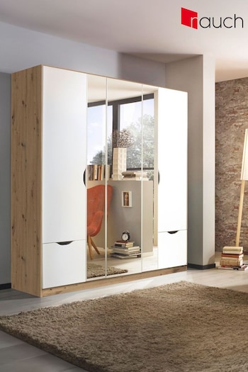 Rauch Alpine White Balance 181cm Hinged 5 Door with 3 Mirror 2 Drawer Semi Fitted Wardrobe (Q91735) | £965