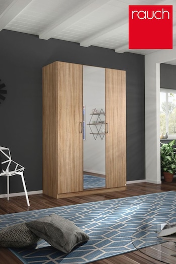 Rauch Sonoma Oak Cameron 136cm Hinged 3 Door with 1 Mirror Semi Fitted Wardrobe (Q91767) | £620