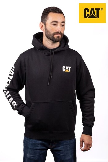 Caterpillar Trademark Banner Hooded Black Sweatshirt (Q91792) | £68
