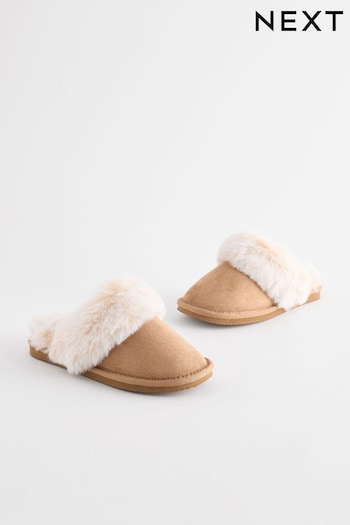 Tan Brown Mule Slippers (Q91800) | £15 - £18